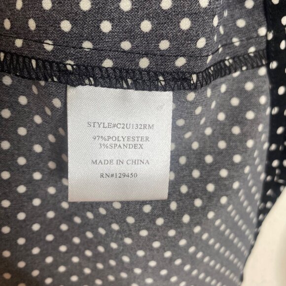Fred David Black & White Polka Dot Button-Down Blouse Womens M Polyester Spandex - Picture 4 of 9